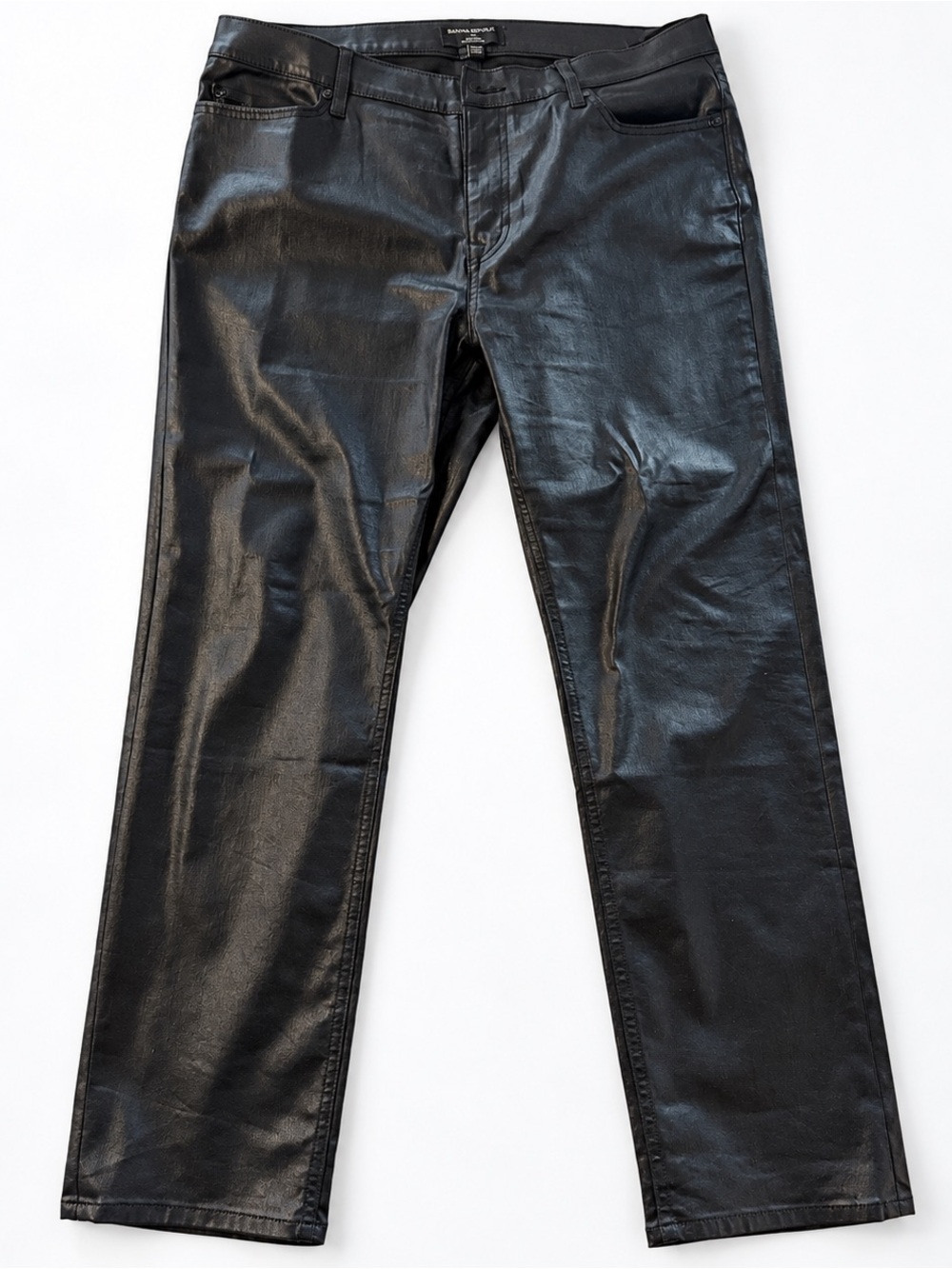35x30: BR High-Rise Slim Coated Black Jeans Black Straight-Leg Pants